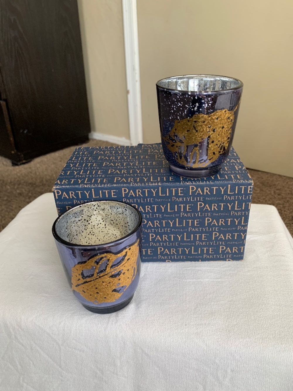 Partylite Whirling Leaves Tealight Candle Holder Set Pair